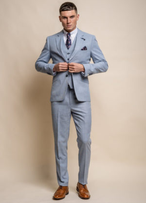 Cavani Miami Sky Blue 3 Piece Slim Fit Wedding Suit