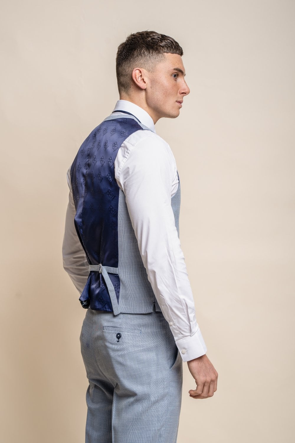 Cavani Miami Sky Blue 3 Piece Slim Fit Wedding Suit - Image 5