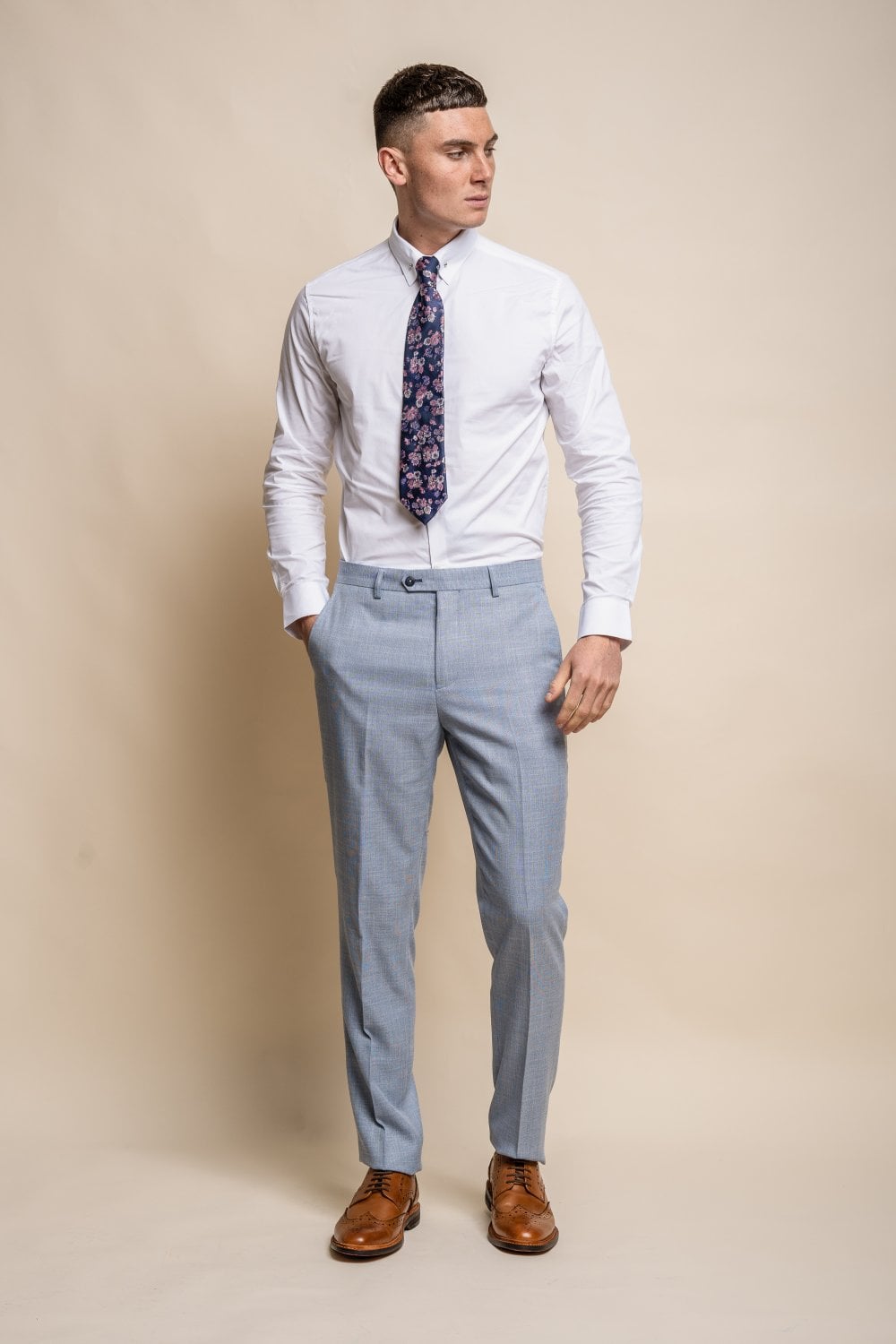 Cavani Miami Sky Blue 3 Piece Slim Fit Wedding Suit - Image 6