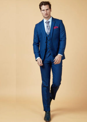 Mens Marc Darcy Danny Royal Blue 3 piece Suit