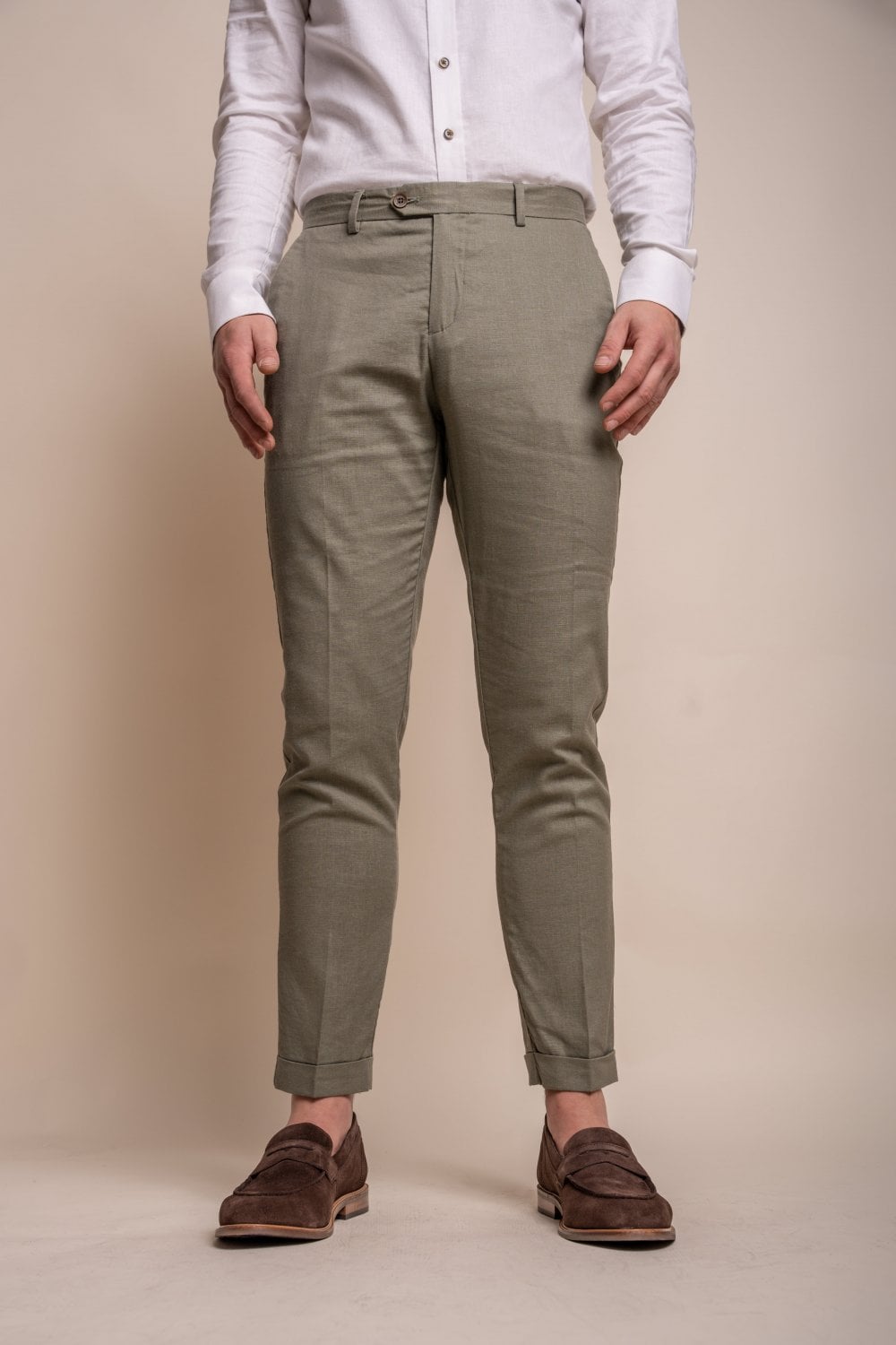 Cavani Alvari Sage Green Linen 2 Piece Slim Fit Suit - Image 5