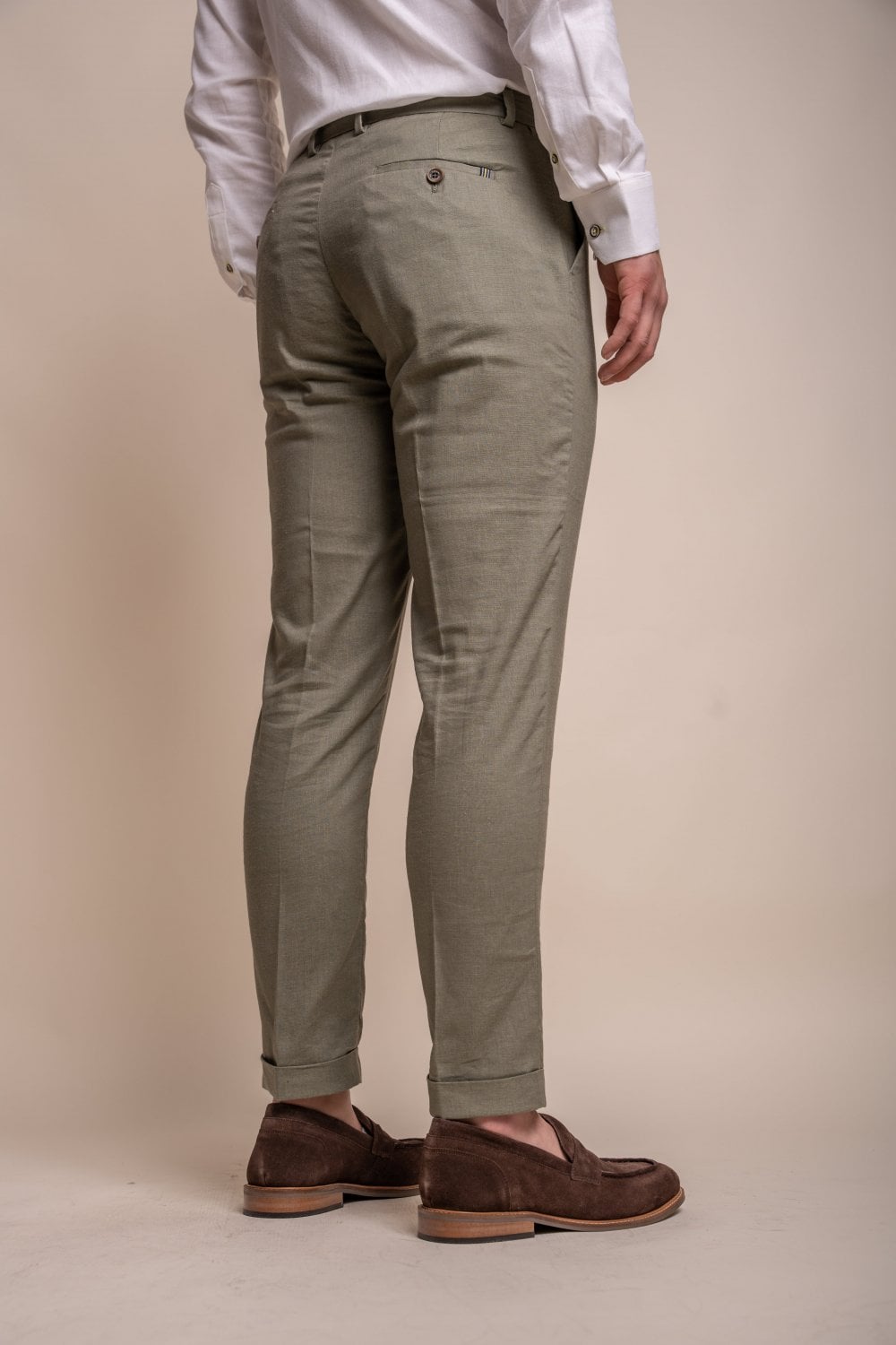 Cavani Alvari Sage Green Linen 2 Piece Slim Fit Suit - Image 6