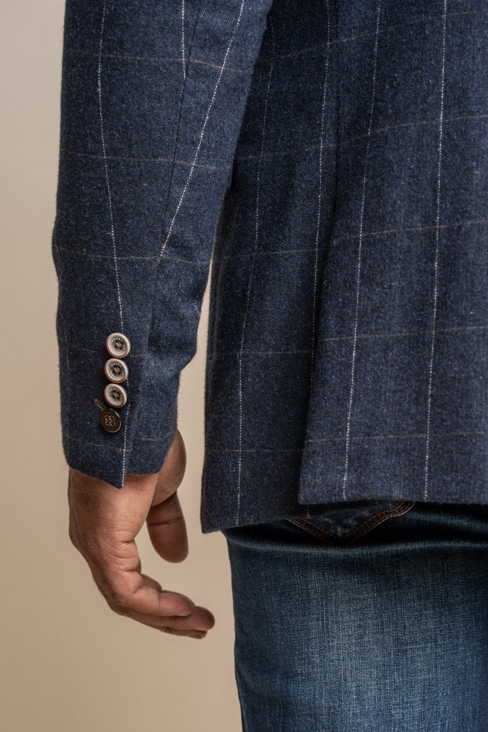 Cavani Angels Blue Tweed Check Slim Fit Blazer - Image 4