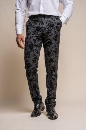 Cavani Georgi Floral Black Suit Trousers Slim Fit