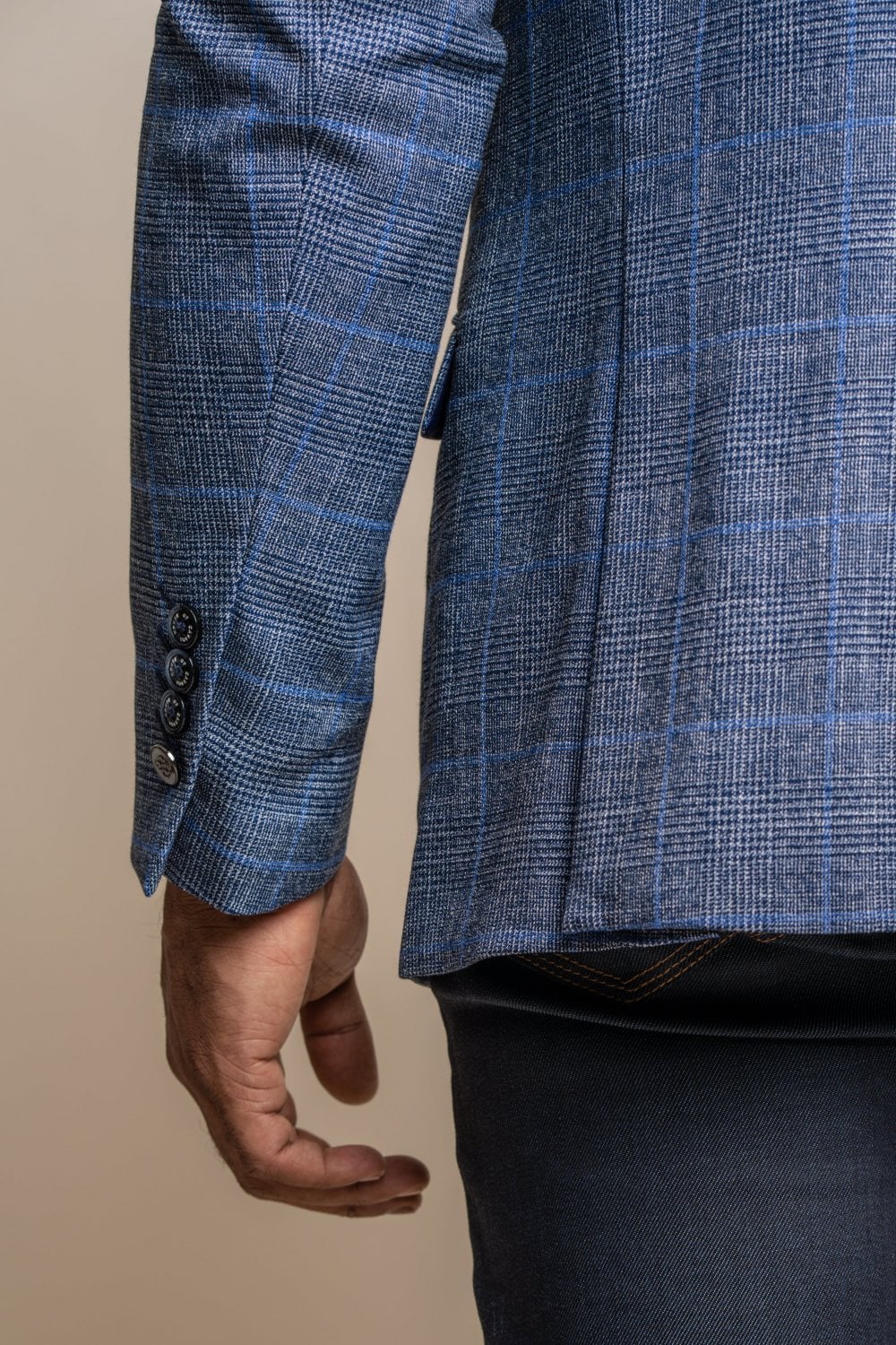Cavani Phantom Blue Check Slim Fit Blazer - Image 4