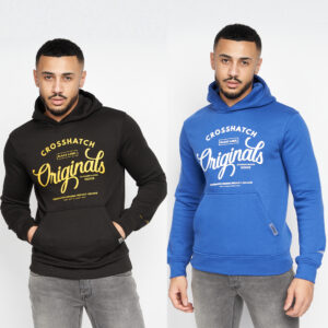 Mens Crosshatch Hoodie Cotton Jumper Hooded Sweater