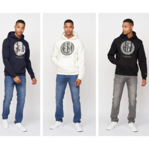 Mens Crosshatch Hoodie Cotton Jumper Hooded Sweater