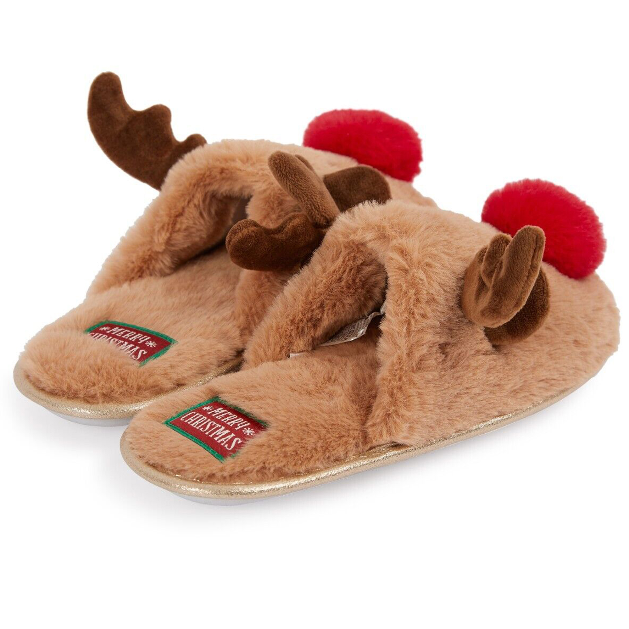 Women's Christmas Novelty Reindeer Open Back Slippers - Image 2