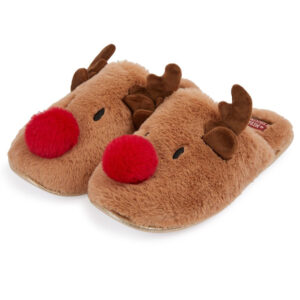 Women's Christmas Novelty Reindeer Open Back Slippers