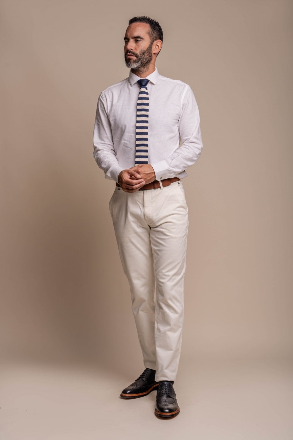 Cavani Seeba Navy 3 Piece Contrast Suit With Cream Trousers - Image 7