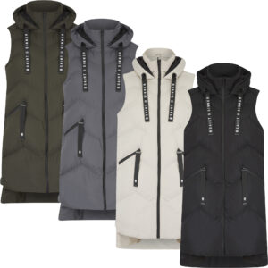 Women's Long Quilted Bodywarmer Padded Hooded Gilet