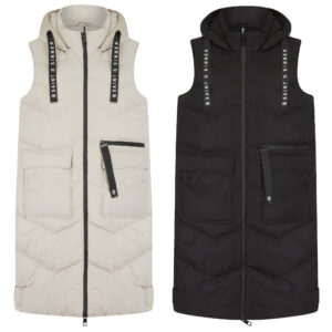 Women's Long Quilted Bodywarmer Padded Hooded Gilet