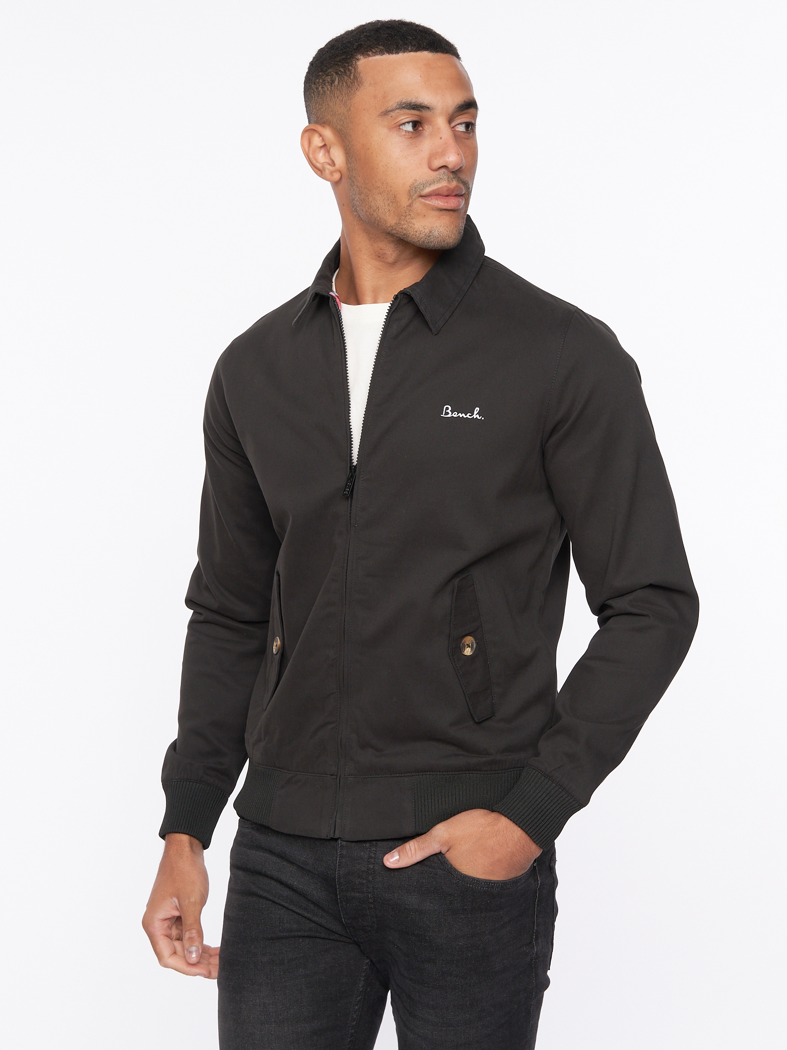 Mens Bench Smart Full Zip Jacket Cotton Harrington Coat - Image 3