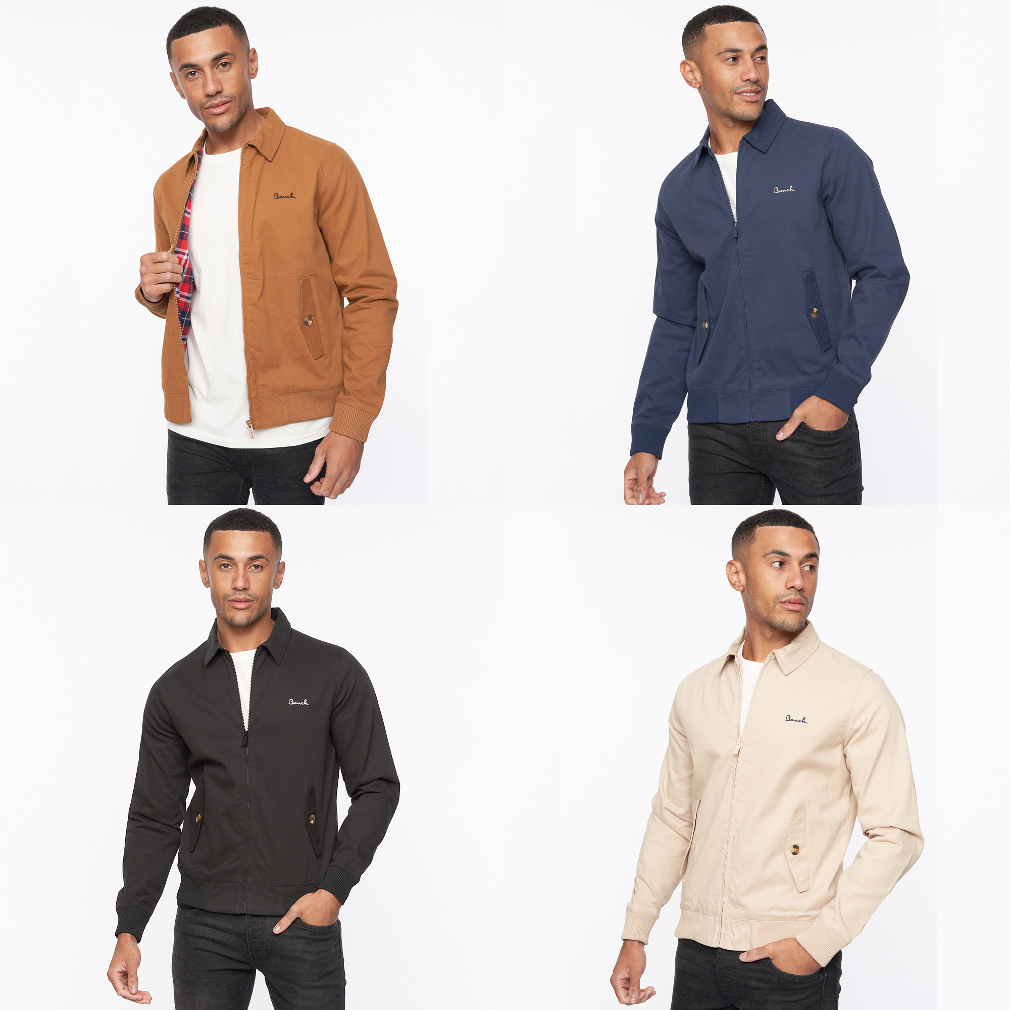 Mens Bench Smart Full Zip Jacket Cotton Harrington Coat