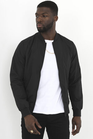 Men's Brave Soul Bomber Black Crew Neck Lightweight Jacket