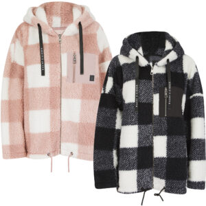 Women's Short Teddy Fleece Fabric Hooded Zipped Jacket