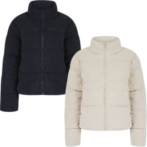 Women's Short Corduroy Fabric Jacket Padded Bubble Coat
