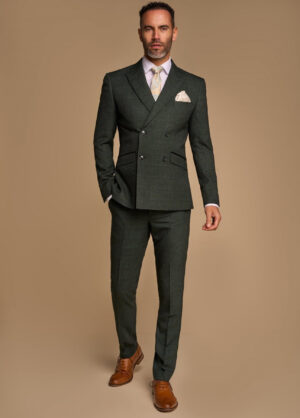 Cavani Caridi Olive Green Double Breasted 2 Piece Suit