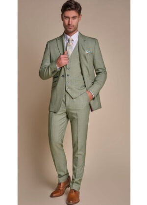 Cavani Caridi Sage Green Check 3 Piece Slim Fit Suit