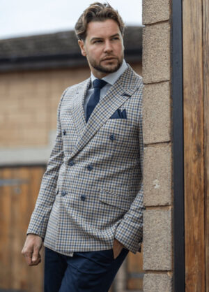 Cavani "Sergio" Double Breasted Check Dinner Jacket Blazer