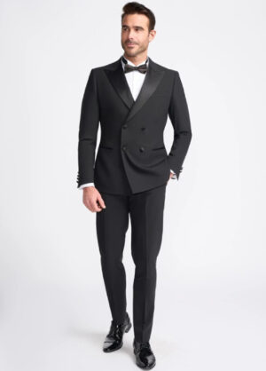 Cavani Aspen Black Double Breasted 2 Piece Suit