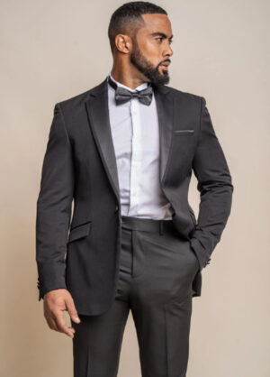 Cavani Black Tux 2 Piece Prom/Dinner Suit With Peaked Lapels