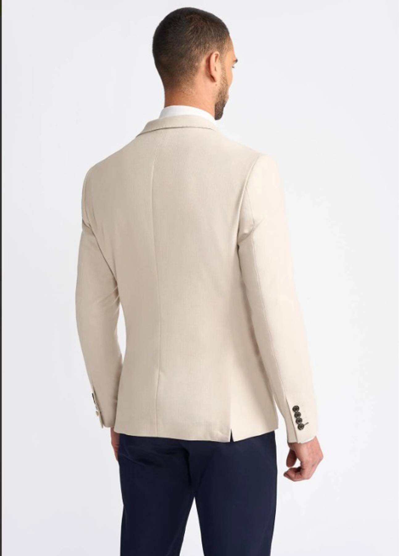 Cavani Double Breasted Contrast Cream & Blue 2 Piece Suit - Image 4