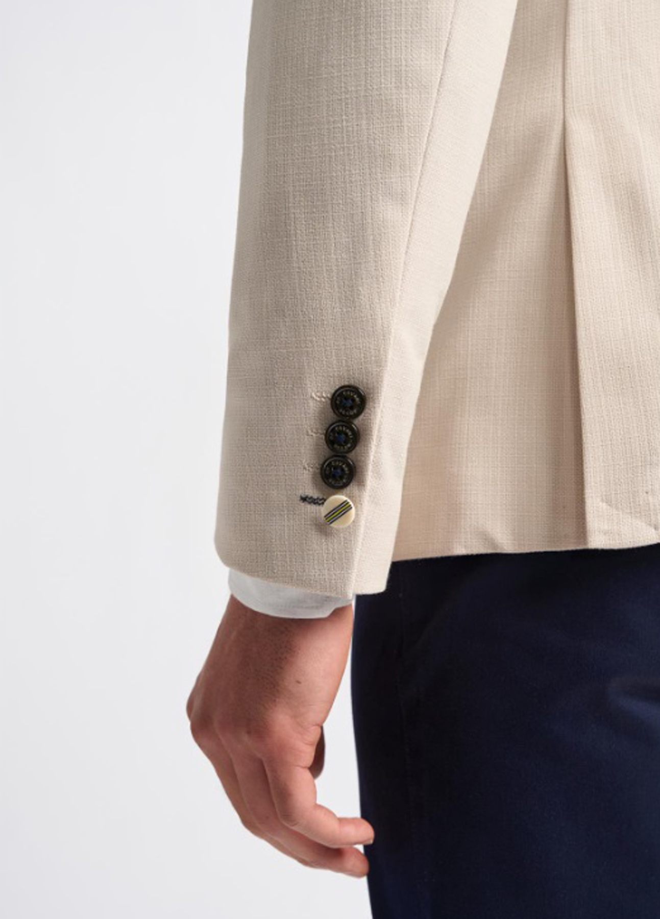 Cavani Double Breasted Contrast Cream & Blue 2 Piece Suit - Image 7