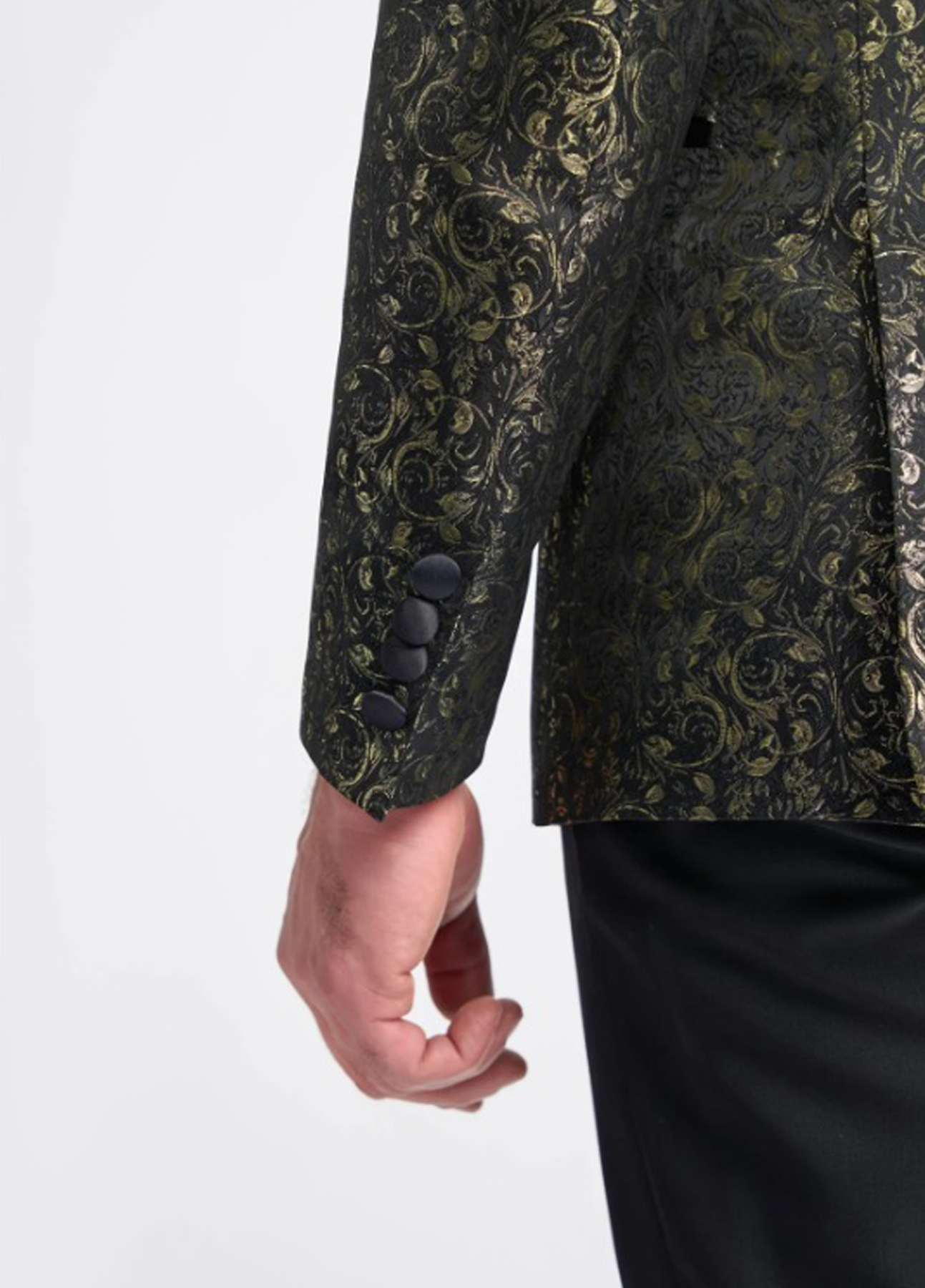 Cavani Toros Gold Patterned 2 Piece Contrast Slim Fit Suit - Image 5