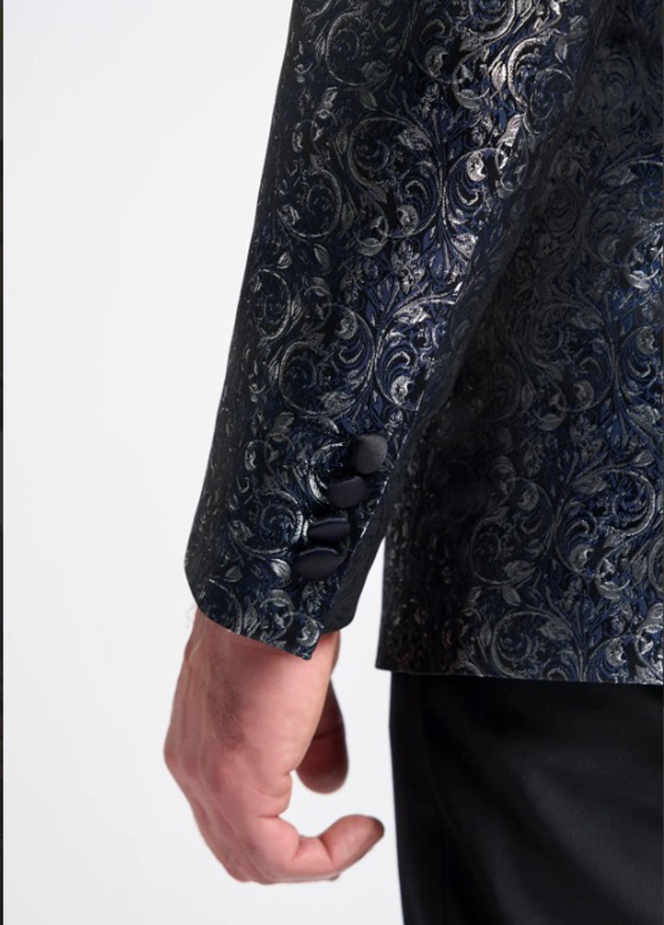 Cavani Toros Navy Patterned 2 Piece Contrast Slim Fit Suit - Image 5