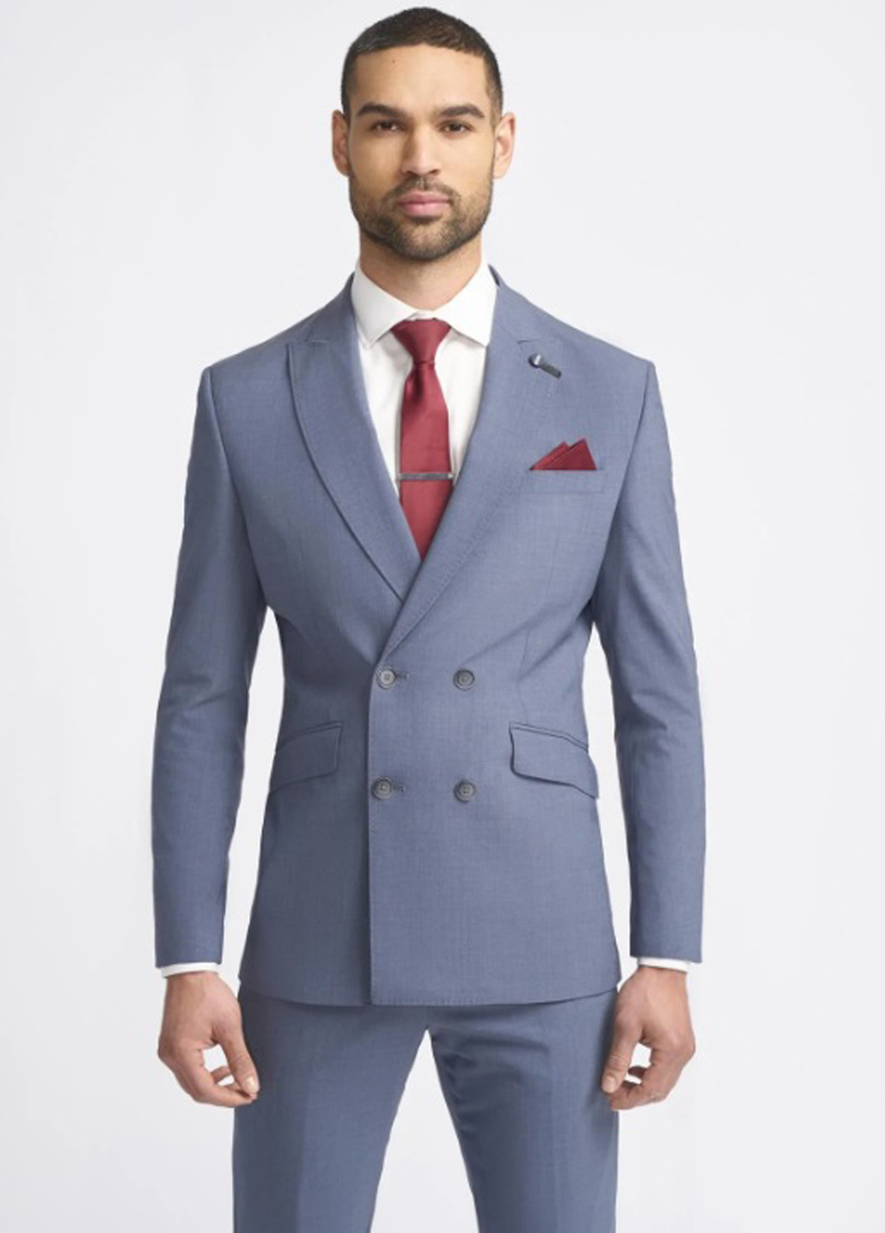 Cavani Victorious Dove Blue Double Breasted 2 Piece Suit - Image 2