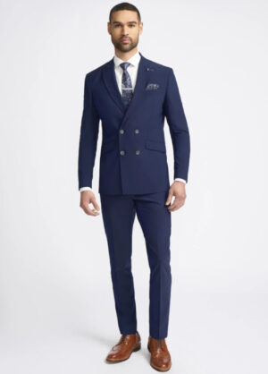 Cavani Victorious Navy Blue Double Breasted 2 Piece Suit