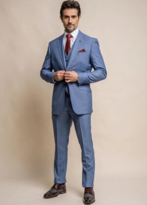 Cavani Blue Jay Sky Blue Wedding 3 Piece Suit Slim Fit