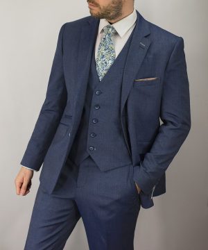 Cavani Steel Blue Wedding 3 Piece Suit Slim Fit