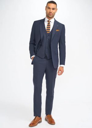 Cavani Malibu Navy Blue 3 Piece Slim Fit Suit