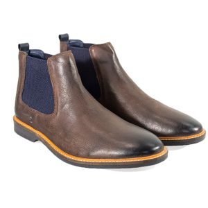 Mens Cavani Slip On Brown Leather Chelsea Boots