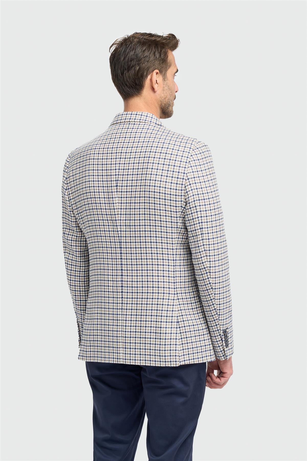 Cavani "Bartela" Beige Check Dinner Jacket Blazer - Image 5