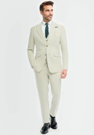 Cavani Tropez Pastel Sage Green 3 Piece Slim Fit Suit