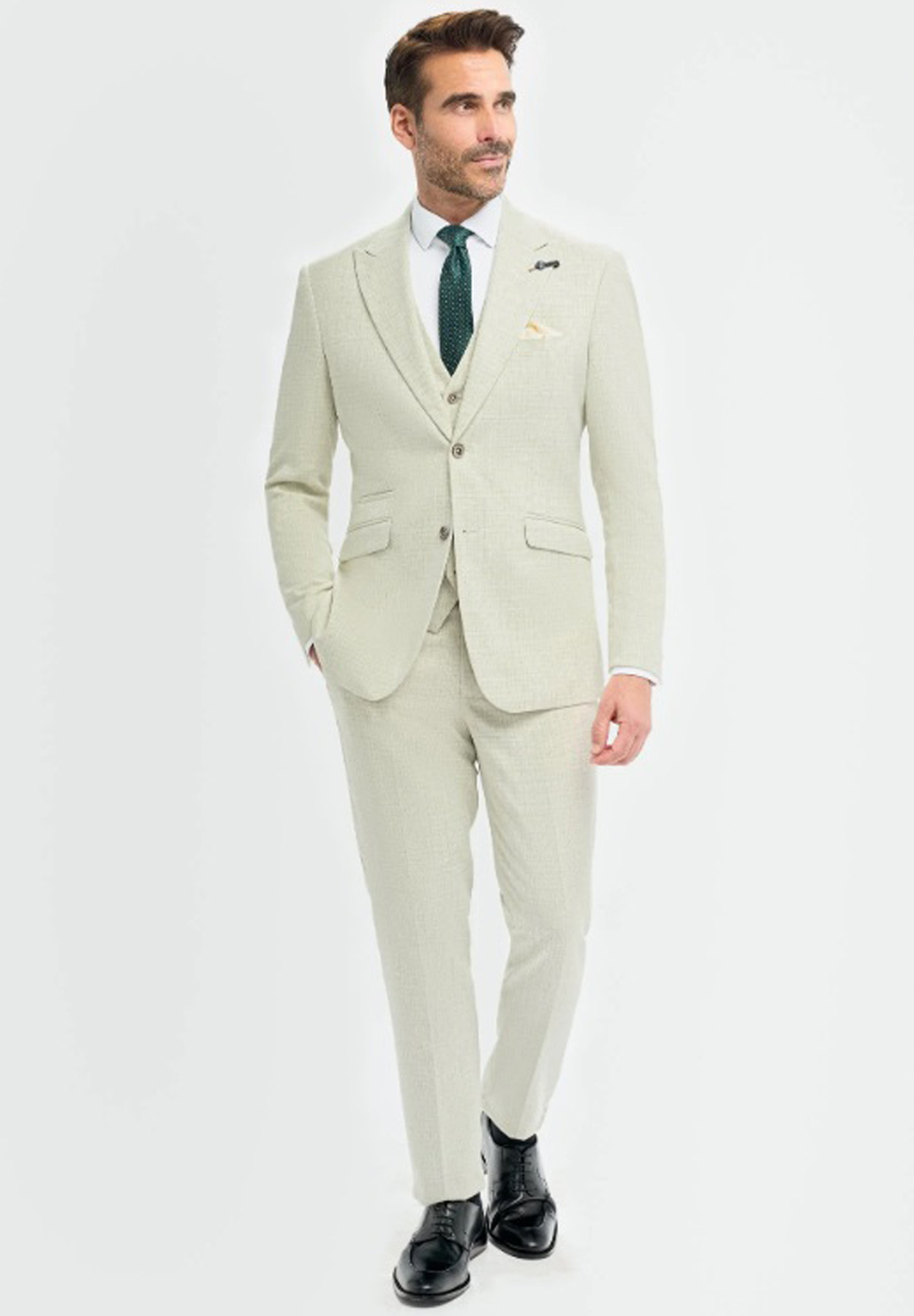 Cavani Tropez Pastel Sage Green 3 Piece Slim Fit Suit