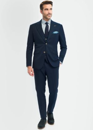 Cavani Tropez Classic Navy Blue 3 Piece Slim Fit Wedding Suit
