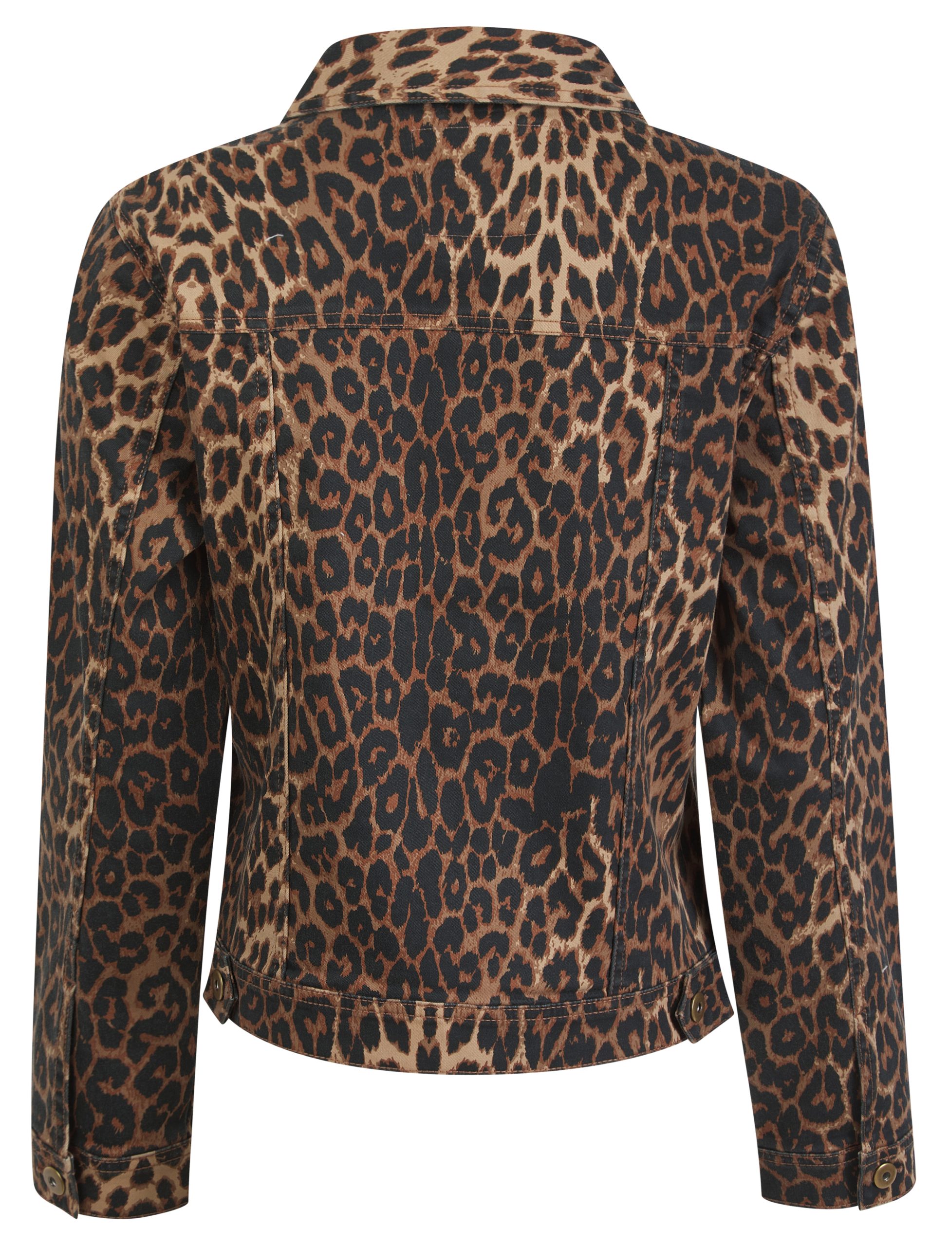 Womens Leopard Print Denim Jacket Summer Fashion Coat - Image 6