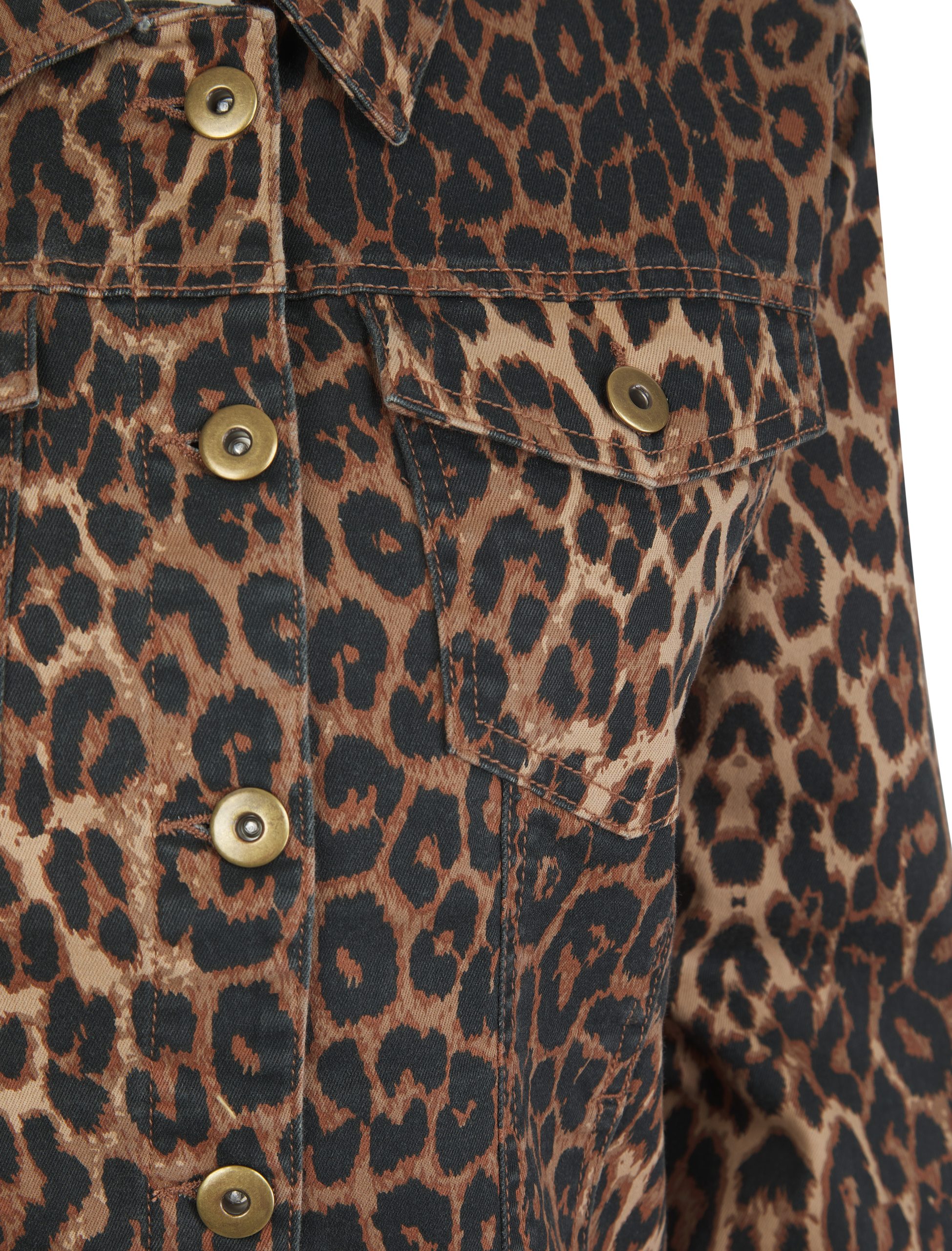 Womens Leopard Print Denim Jacket Summer Fashion Coat - Image 7