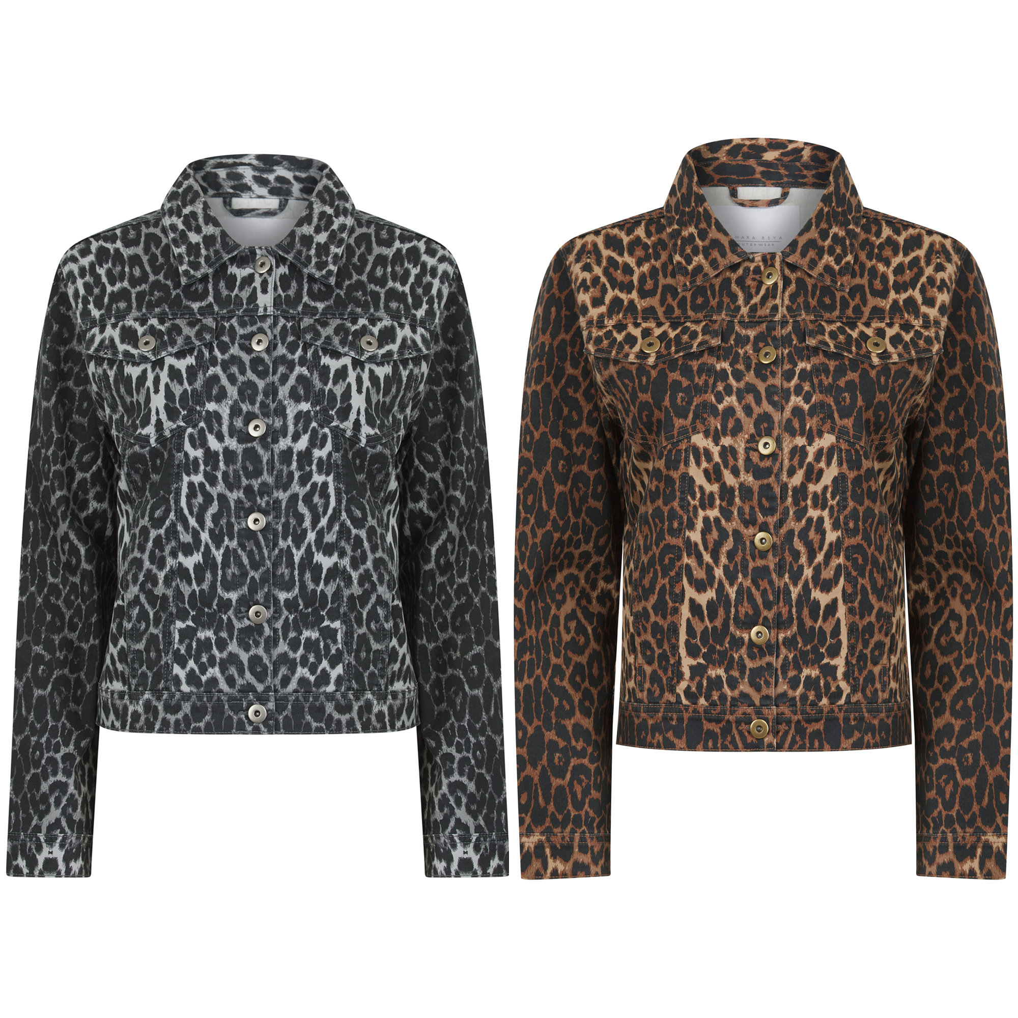 Womens Leopard Print Denim Jacket Summer Fashion Coat