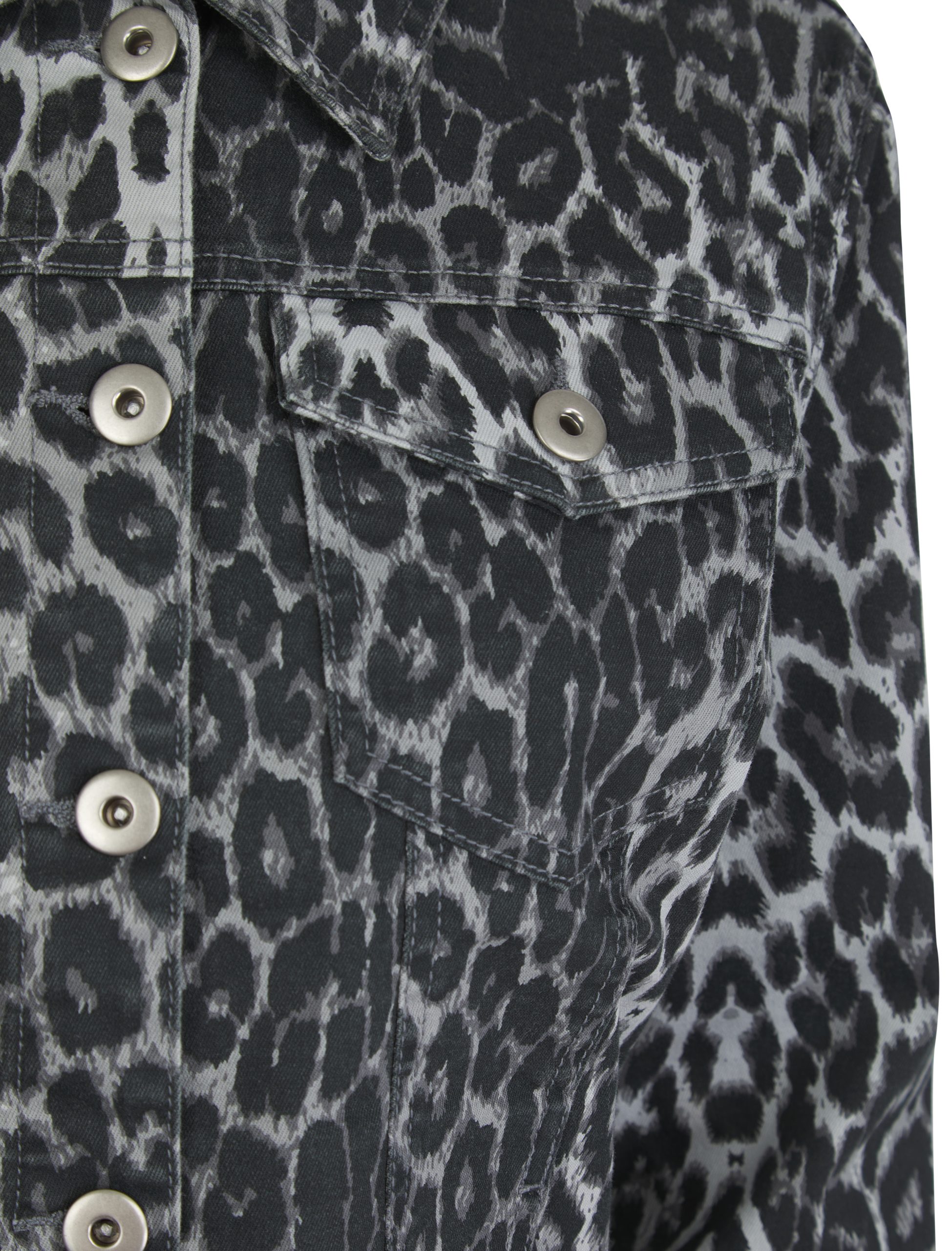 Womens Leopard Print Denim Jacket Summer Fashion Coat - Image 4