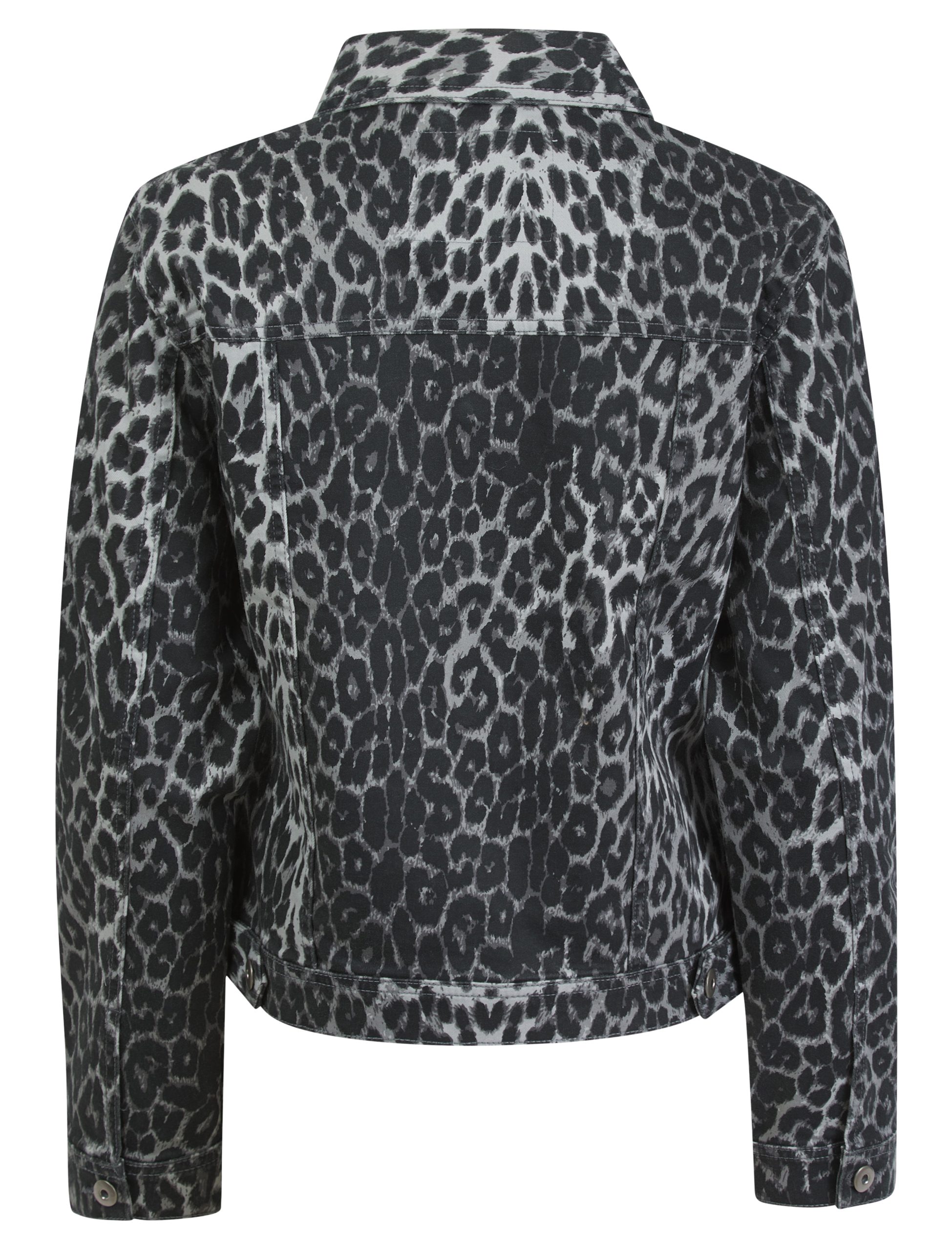 Womens Leopard Print Denim Jacket Summer Fashion Coat - Image 3