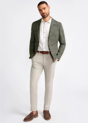 Cavani Riva Green Blazer 2 Piece Contrast Suit With Stone Chinos