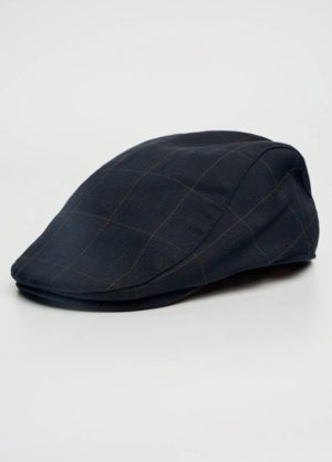 Cavani Torino Blue Check Tweed Style Flat Cap