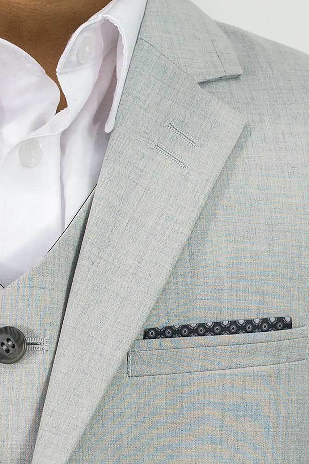 Boys Cavani Light Grey 3 Piece Contrast Suit - Image 3
