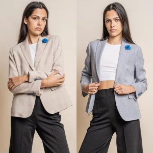Women's Ladies Check Suit Blazer Smart Formal Jacket