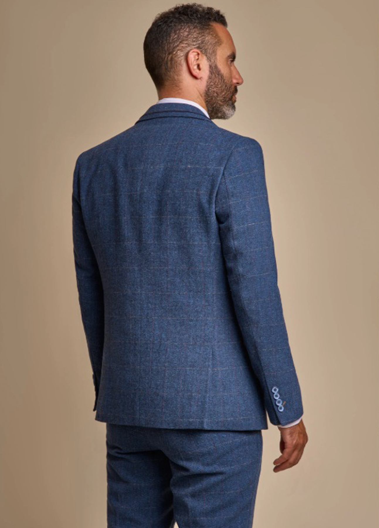 Men's Carnegi Navy Tweed Check 3 Piece Slim Fit Wedding Suit - Image 3